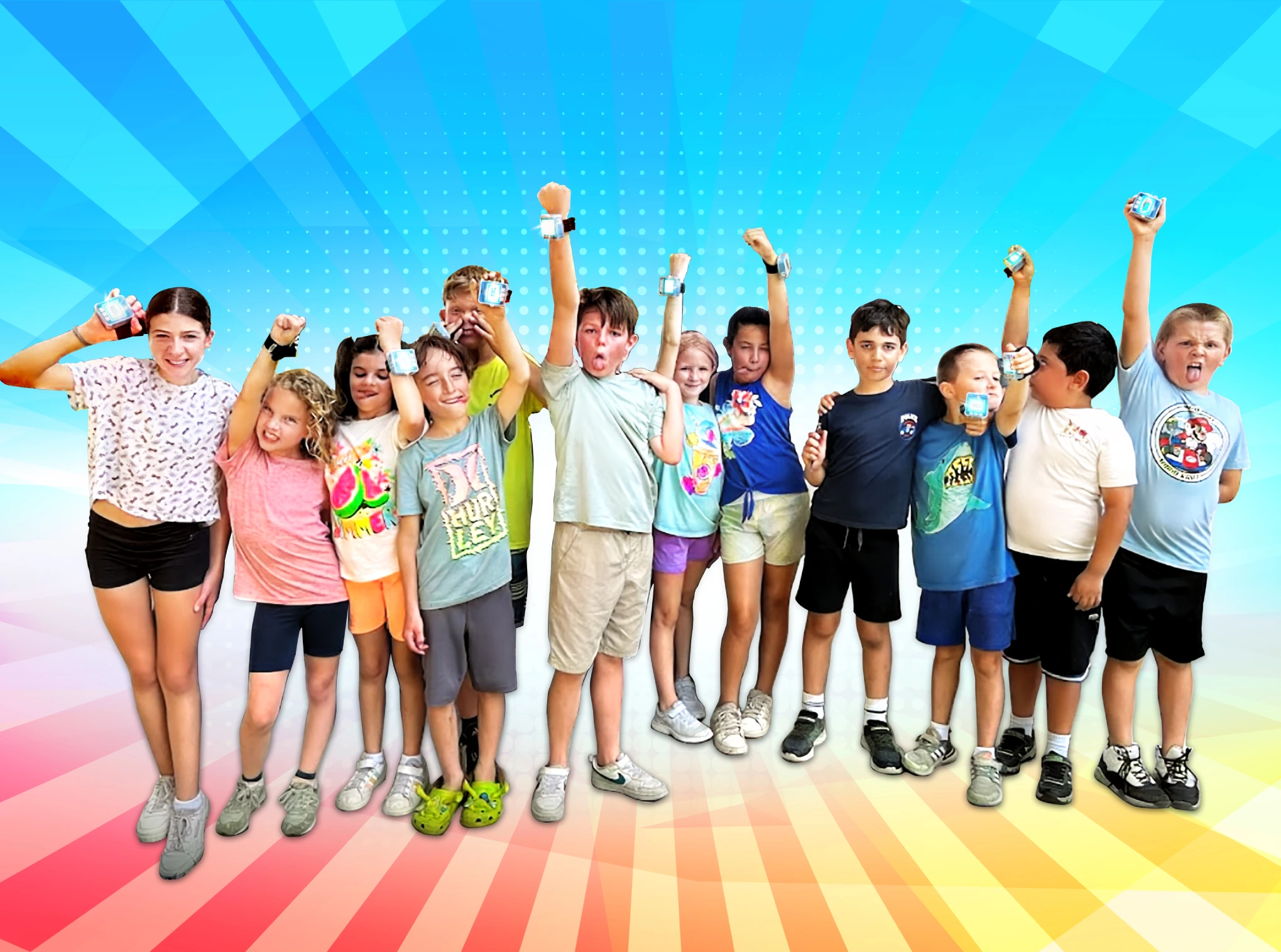 Kids playing ZTAG with glowing wearables